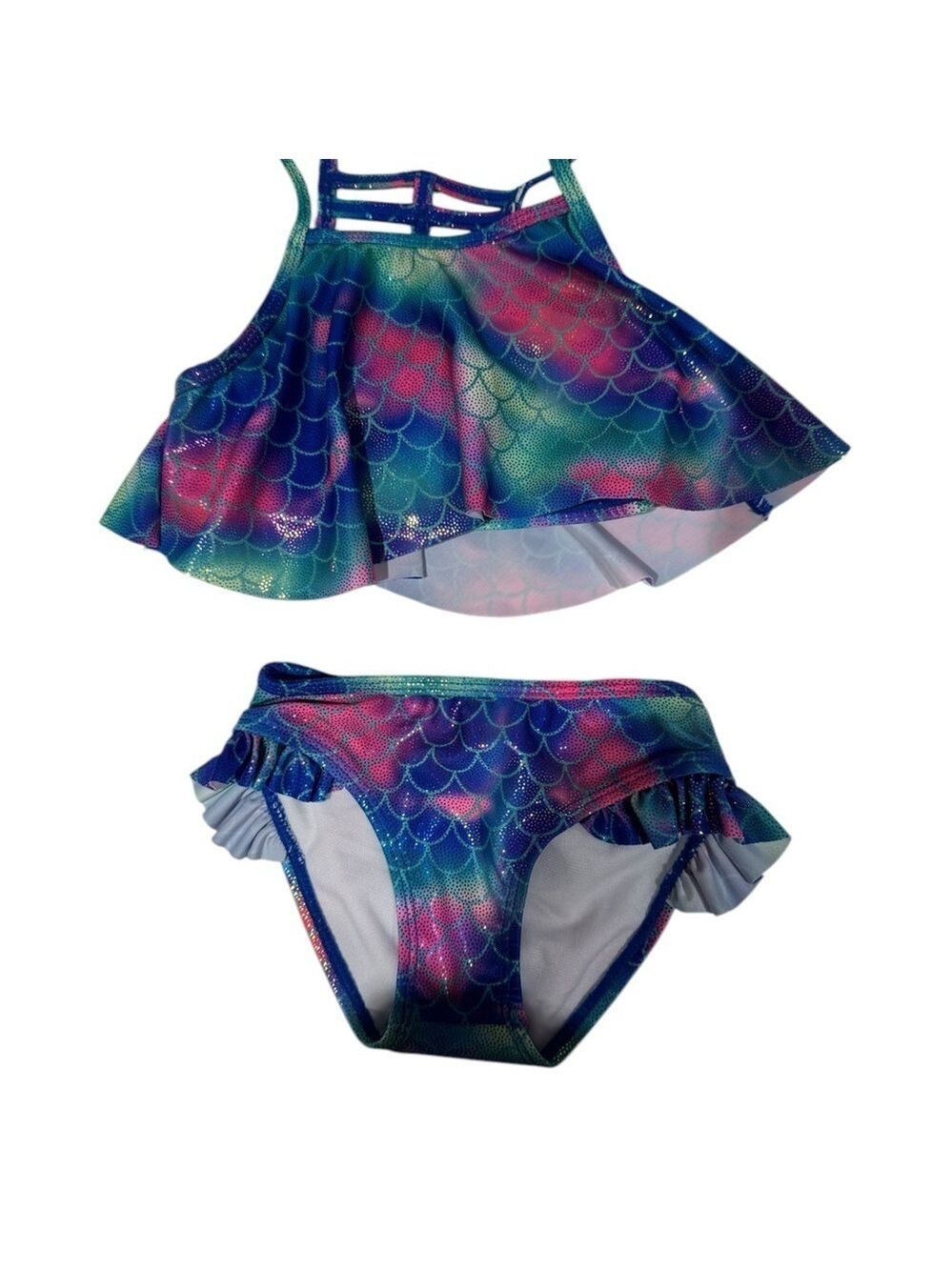 APPAMAN Kids Swim Bikini - Blue, Pink, and Green Irridescent - size 2 - NWT